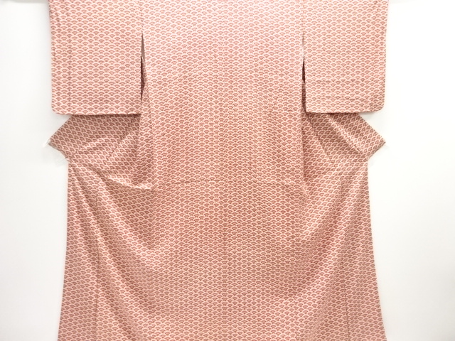 菊青海波模様付け下げ小紋着物